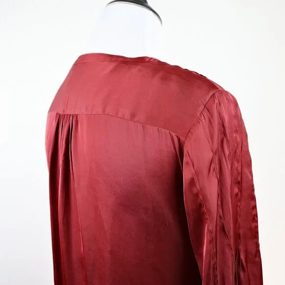 J Crew Size M Featherweight Satin Tie Neck Blouse Clay Tile Orange - Picture 6 of 11